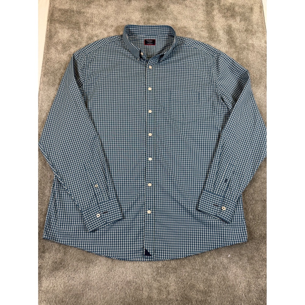 UNTUCKit Tully Performance Gingham Shirt Blue/Grn  XXXL Tall 41622 MenXXX-Large
